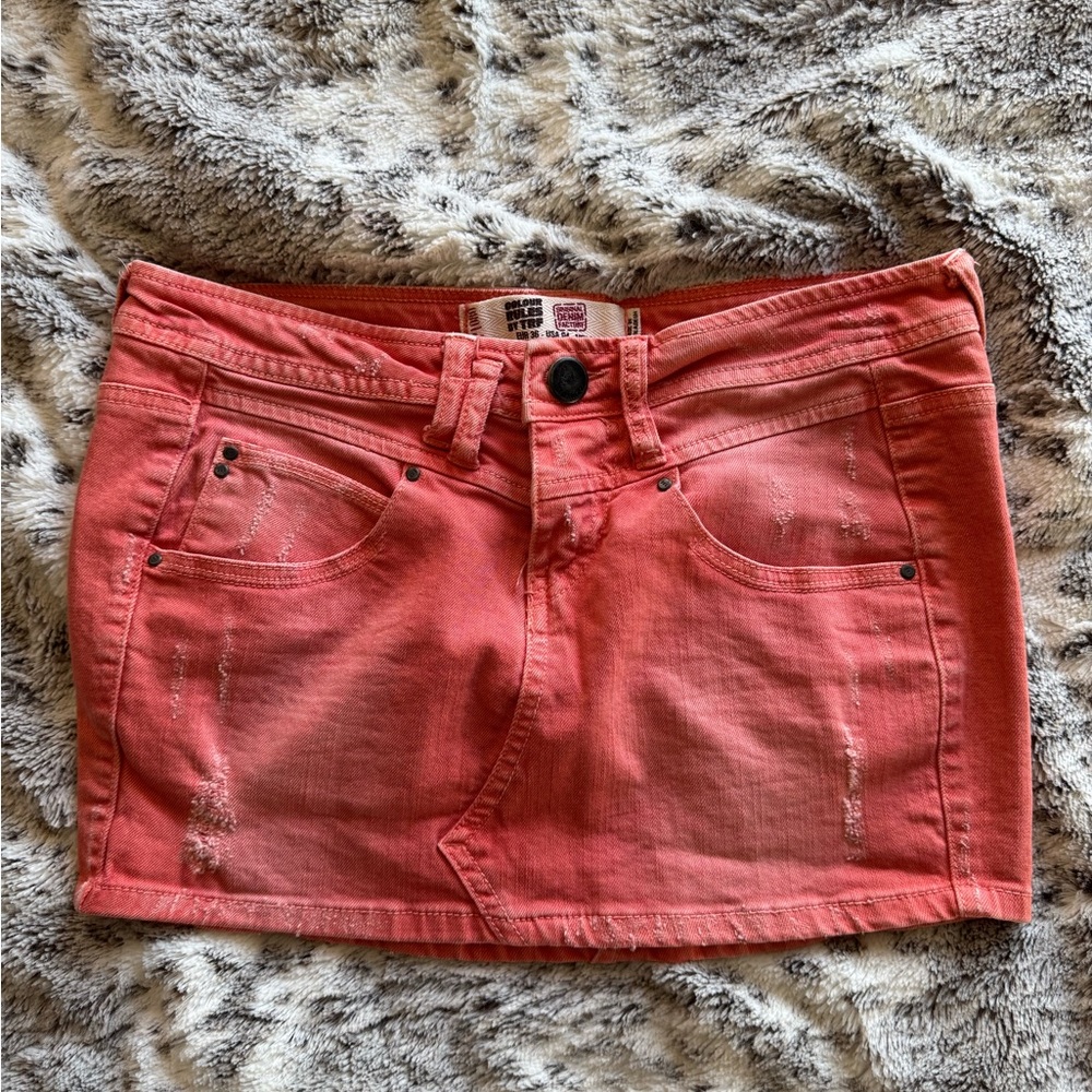 Coral Denim Mini Skirt